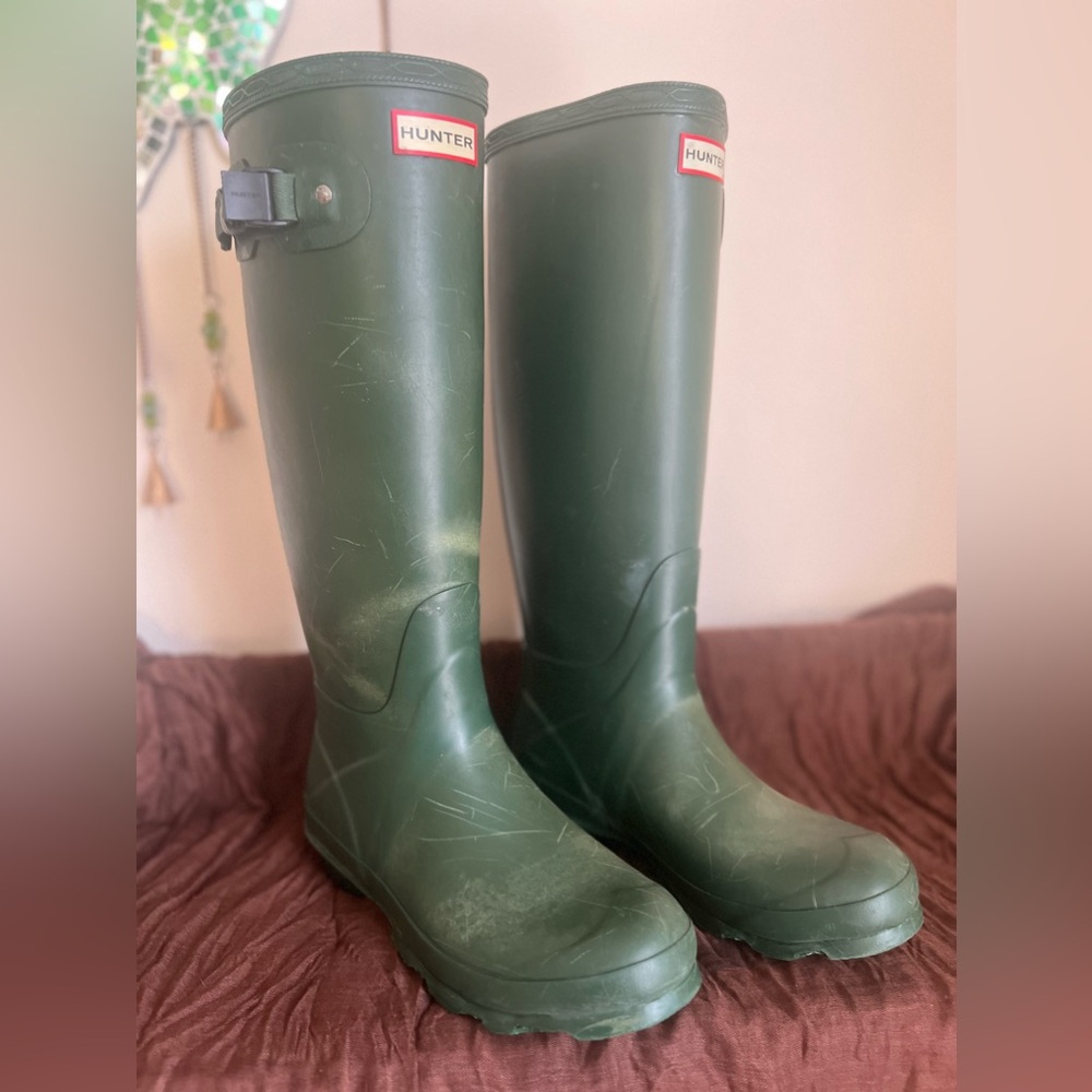 Hunter (9) - Forest Green Knee High Boots